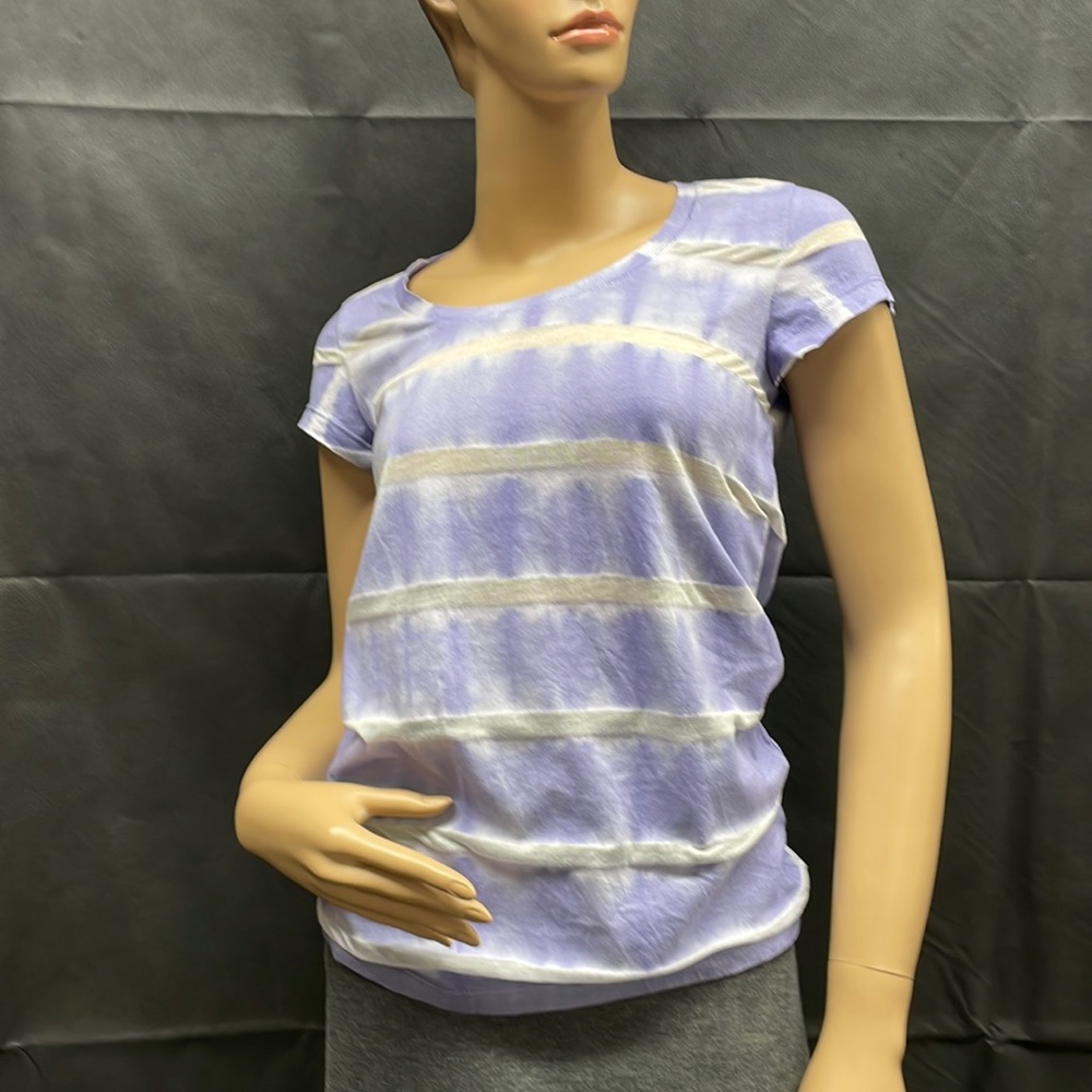 Calvin Klein Jeans Purple Tie Dyed with Sheer Stripes Short Sleeve Tee Shirt